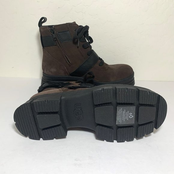 UGG Ashton Lace Up Boots Suede Buckle Combat Booties Burnt Cedar Brown Size 9 - Picture 6 of 7